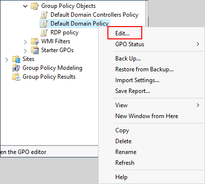 Group Policy Management - Edit Policy