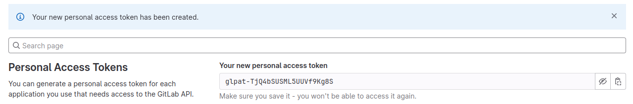 create personal access token