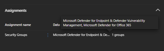 Assignments section in a role details interface.